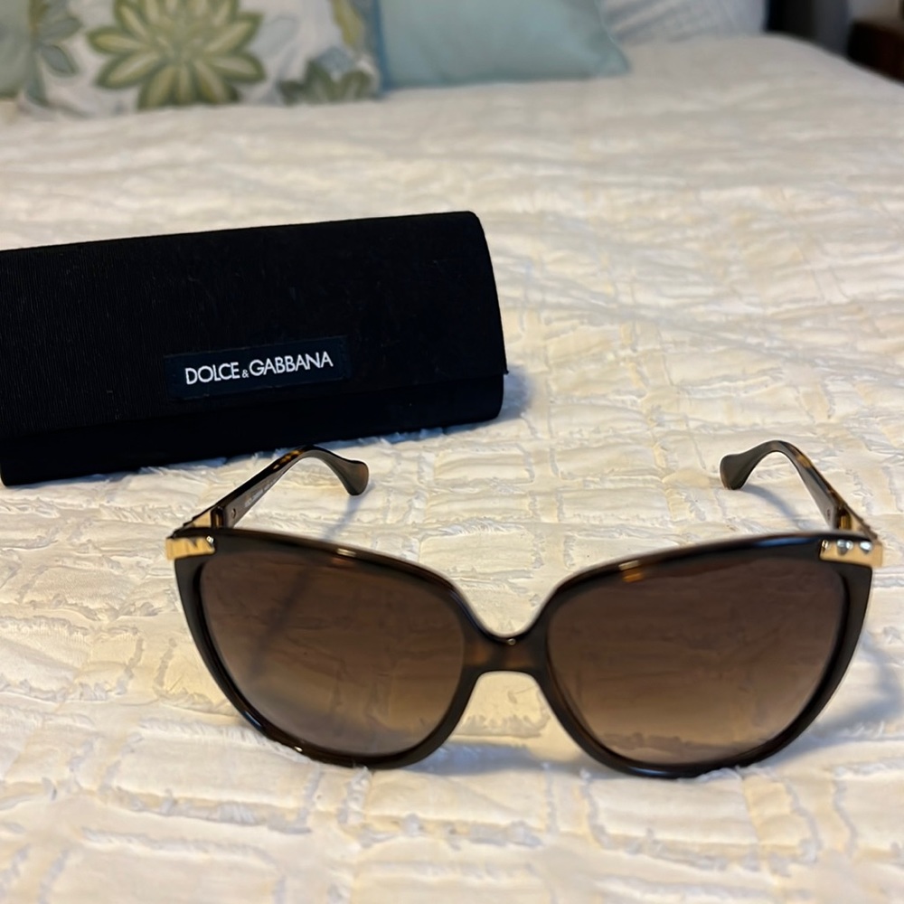 Brown Dolce and Gabbana sunglasses with gold detail